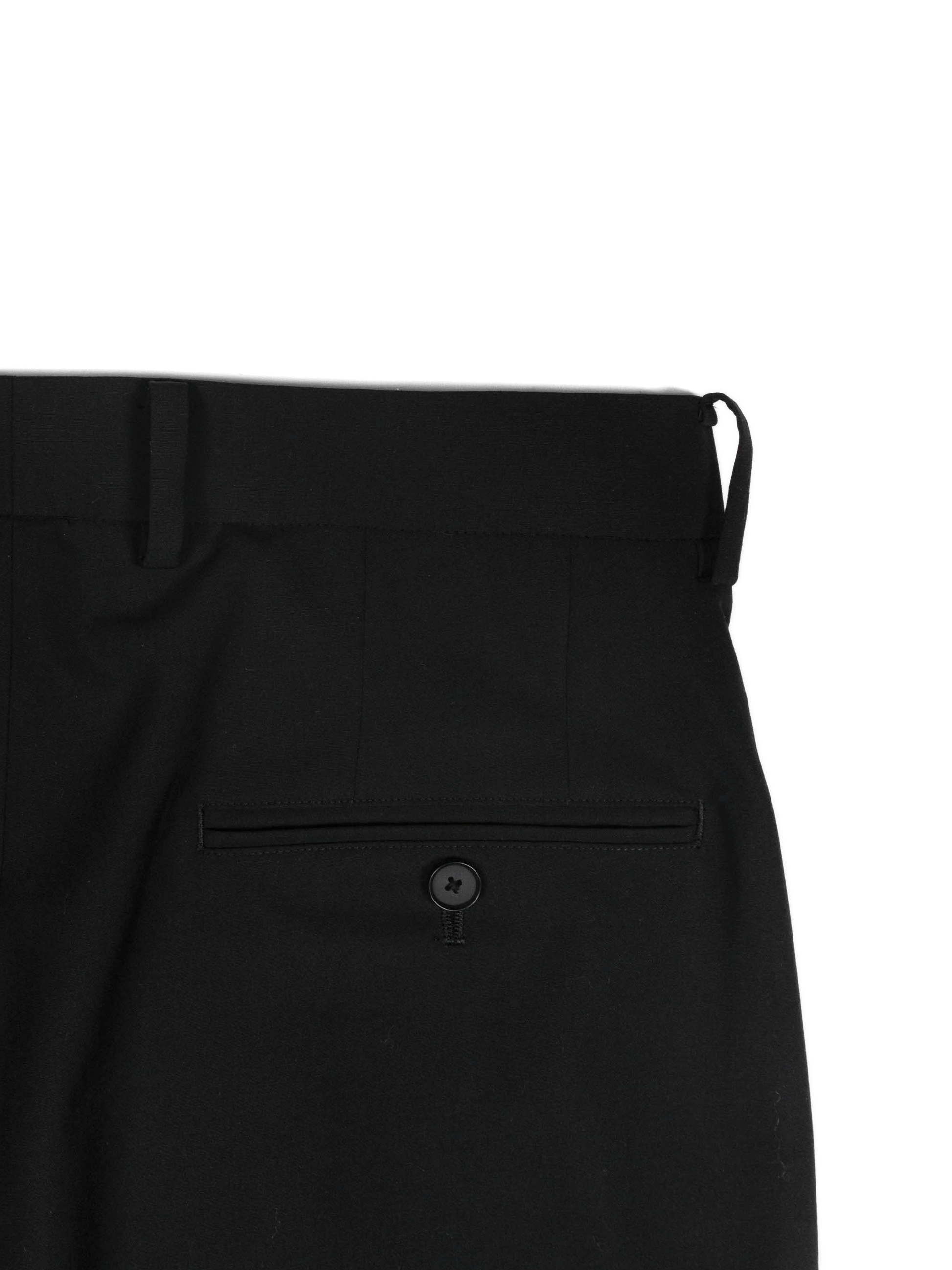 Super130's WORSTED WOOL TROPICAL STRAIGHT SLACKS|BLACK – Cornier Super130's WORSTED WOOL TROPICAL STRAIGHT SLACKS|BLACK – Cornier