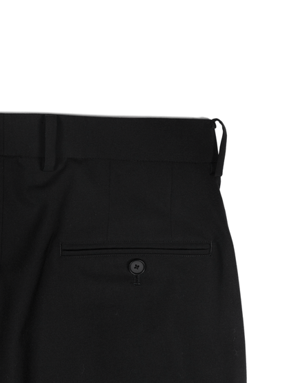 Super130's WORSTED WOOL TROPICAL STRAIGHT SLACKS｜BLACK