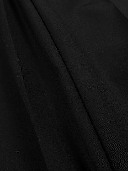 Super130's WORSTED WOOL TROPICAL STRAIGHT SLACKS｜BLACK