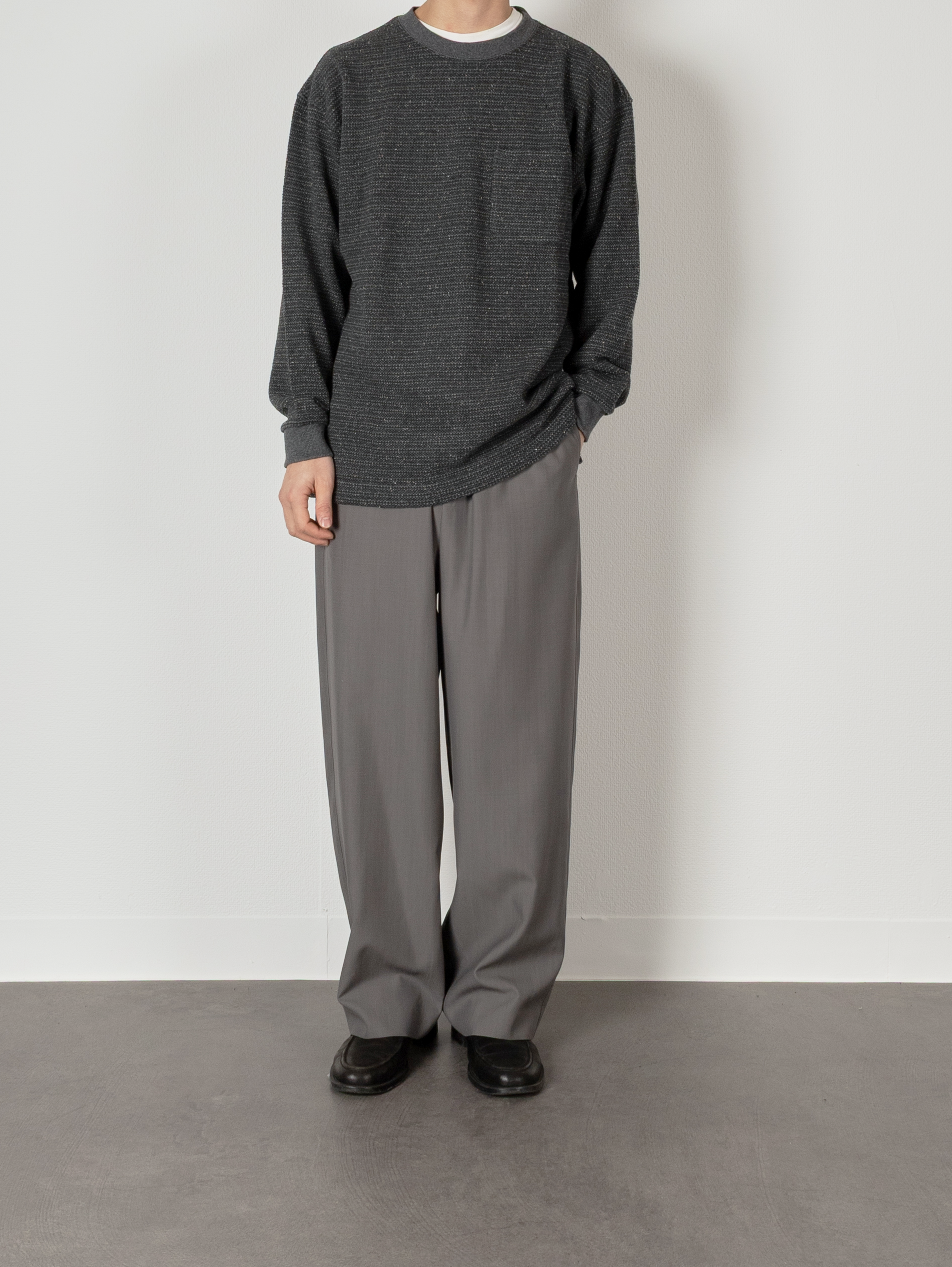 Super130's WORSTED WOOL TROPICAL EASY PANTS|LIGHT GRAY – Cornier Super130's WORSTED WOOL TROPICAL EASY PANTS|LIGHT GRAY – Cornier