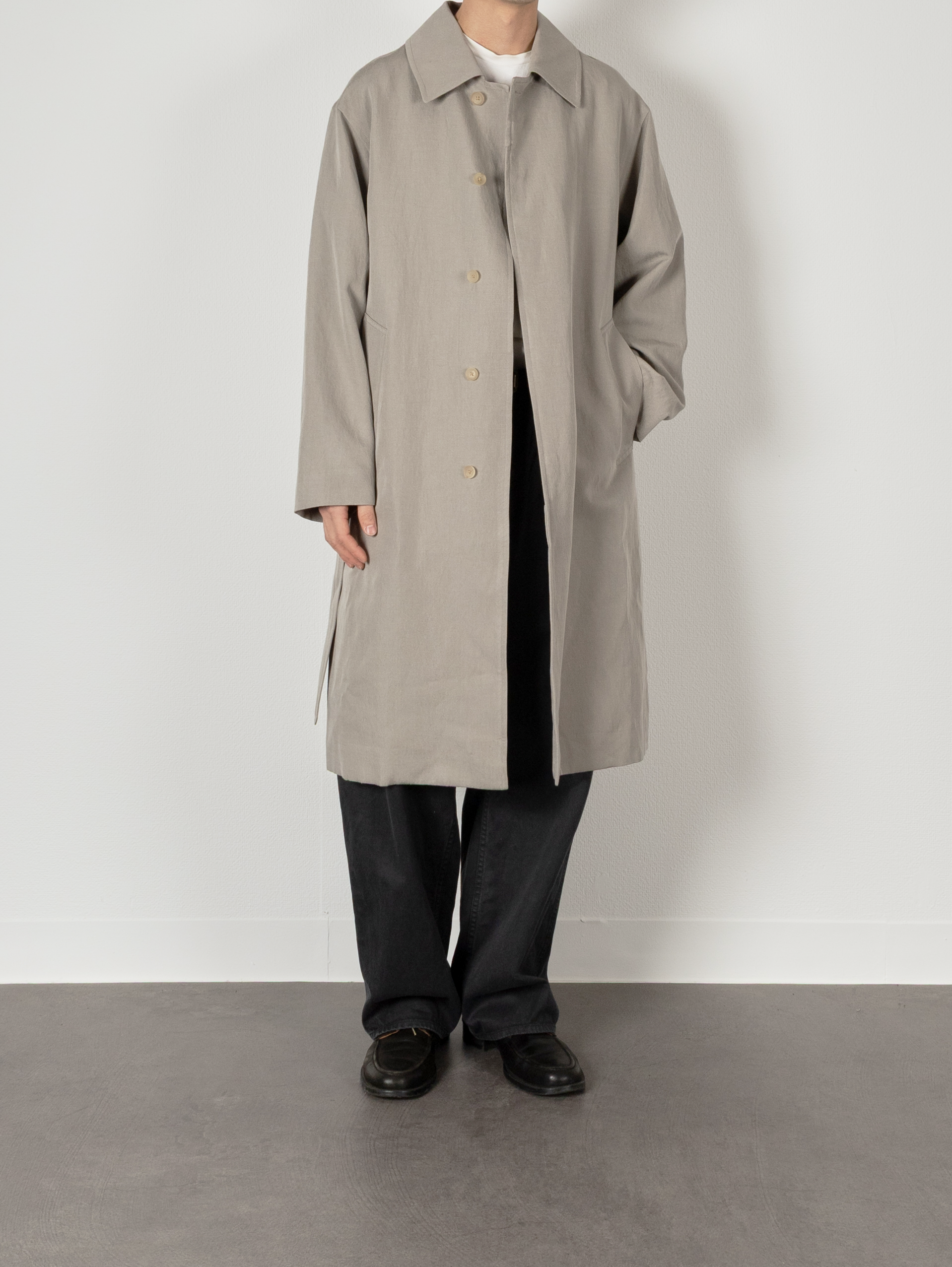 SILK/LINEN FADED GABARDINE BALMACAAN COAT|ICE GRAY – Cornier SILK/LINEN FADED GABARDINE BALMACAAN COAT|ICE GRAY – Cornier