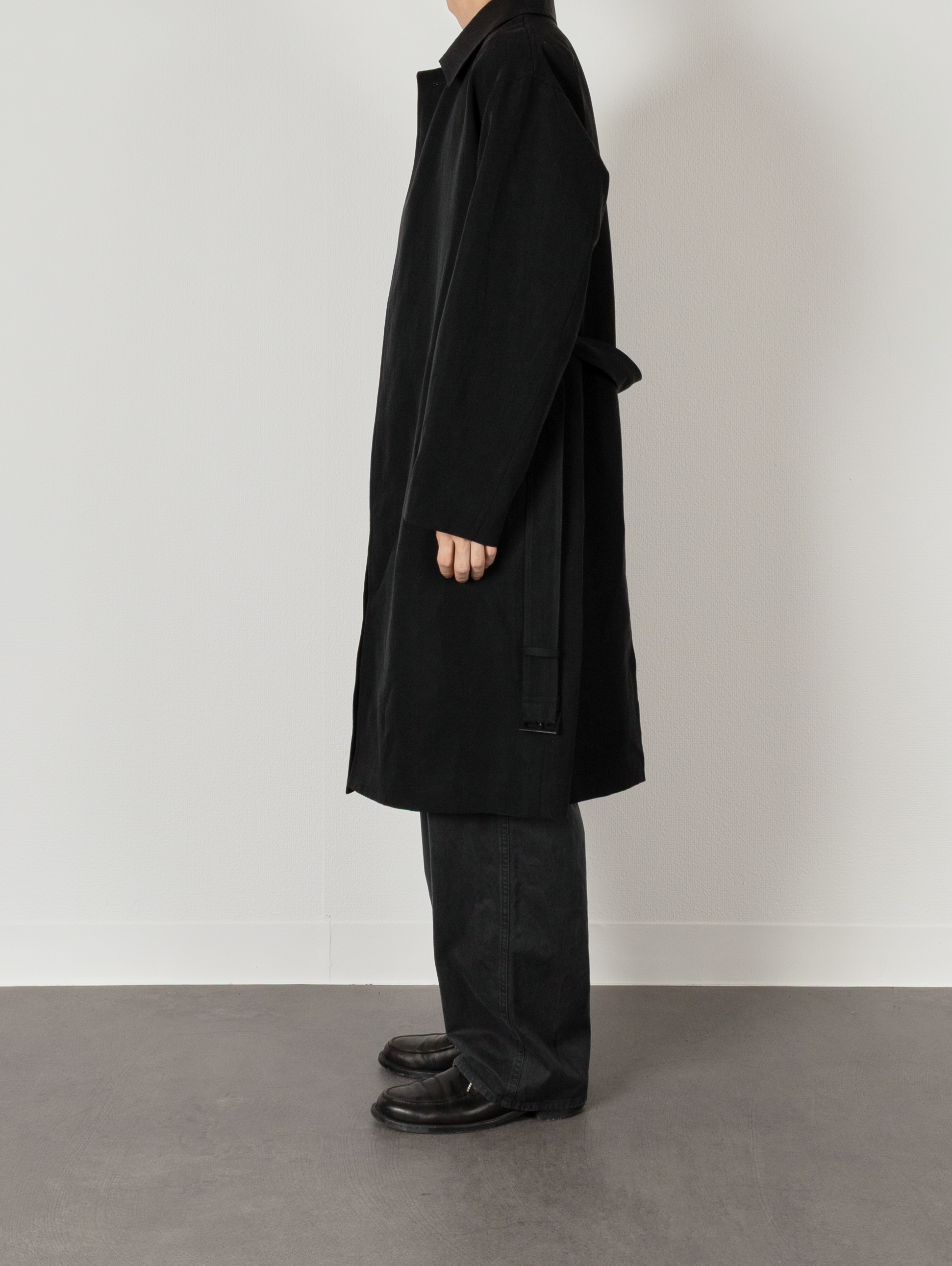 SILK/LINEN FADED GABARDINE BALMACAAN COAT|BLACK – Cornier SILK/LINEN FADED GABARDINE BALMACAAN COAT|BLACK – Cornier