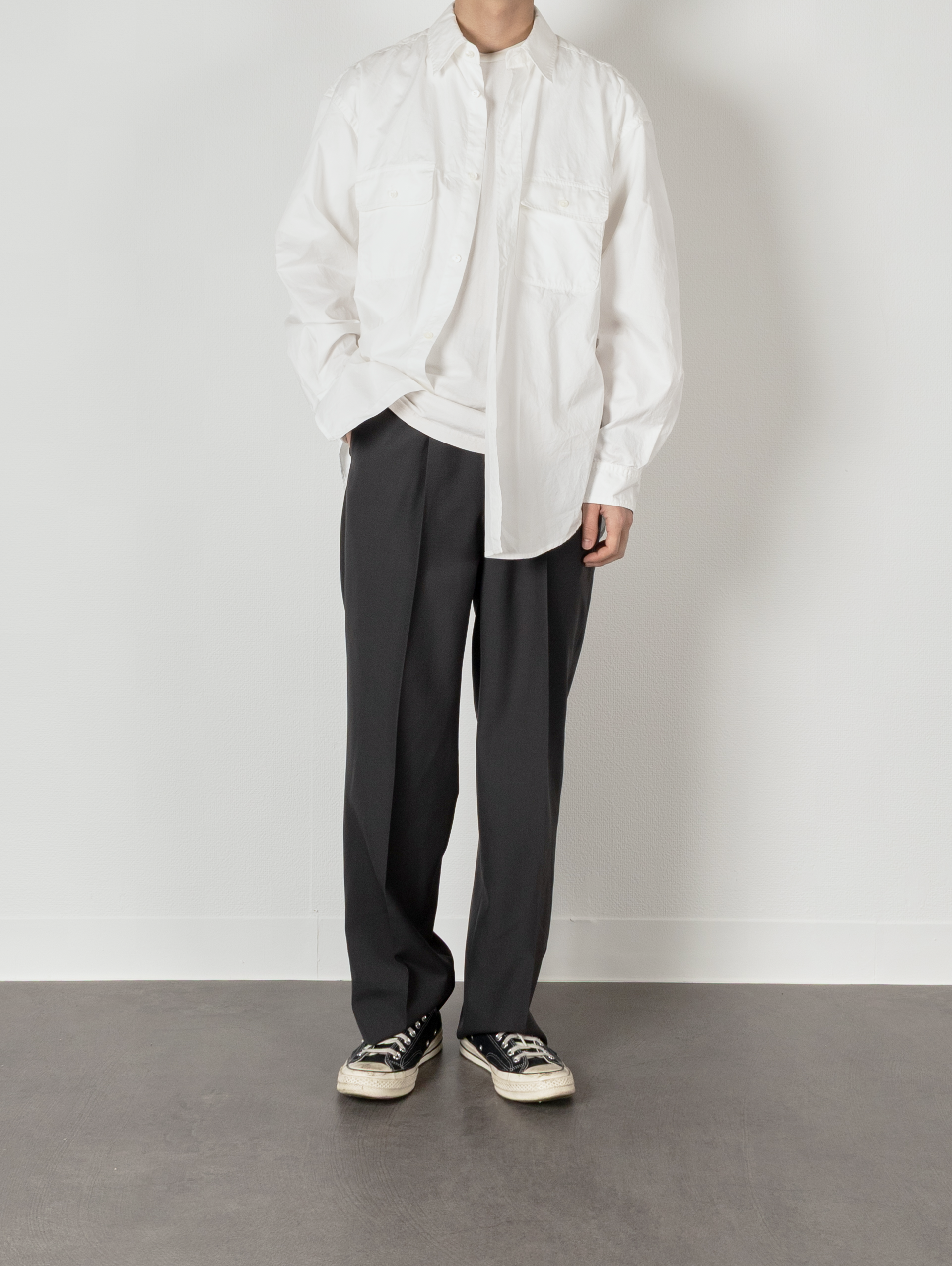 Model 176cm/62kg size L color WHITE着用