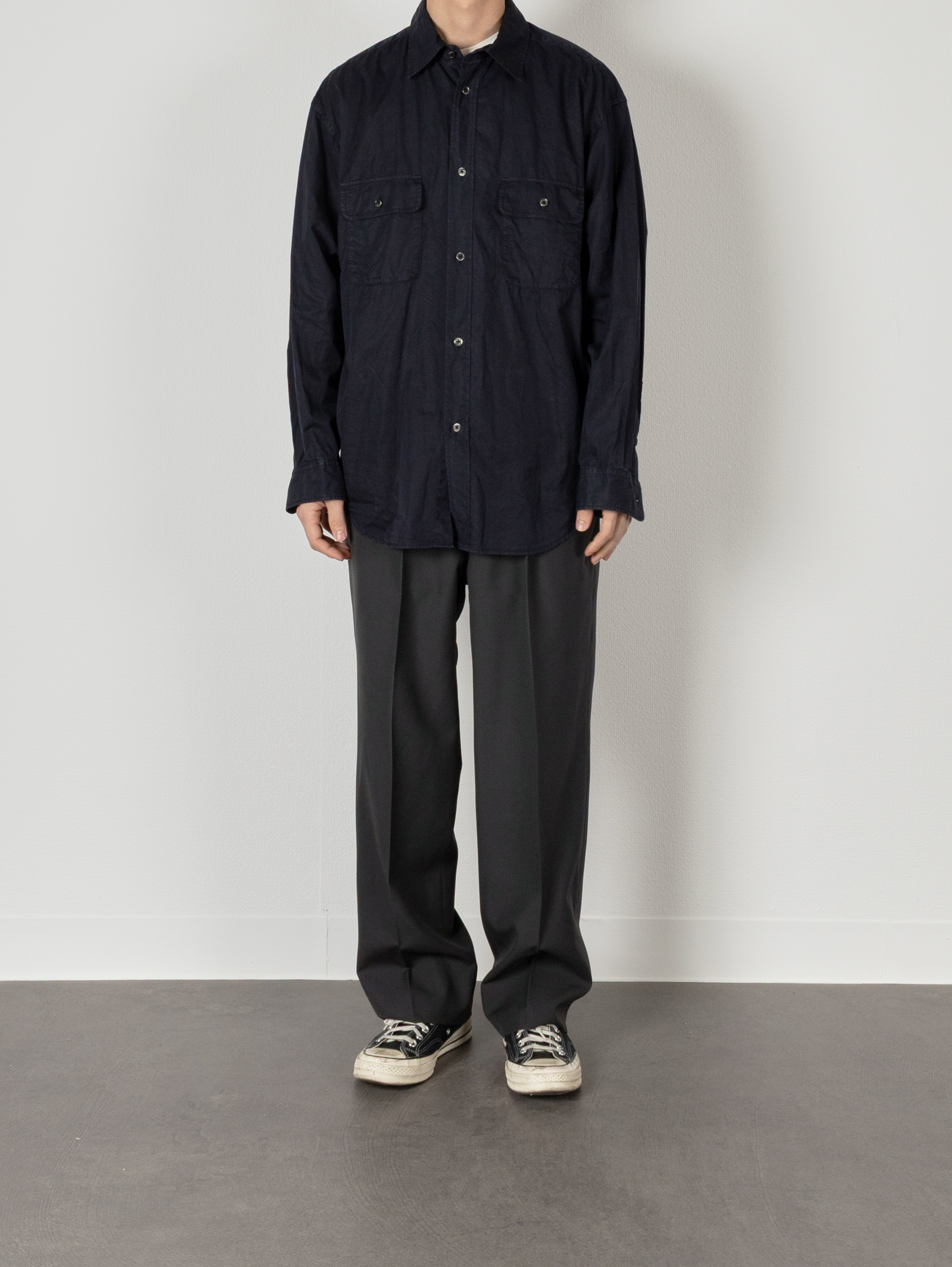 Model 176cm/62kg size L color NAVY着用