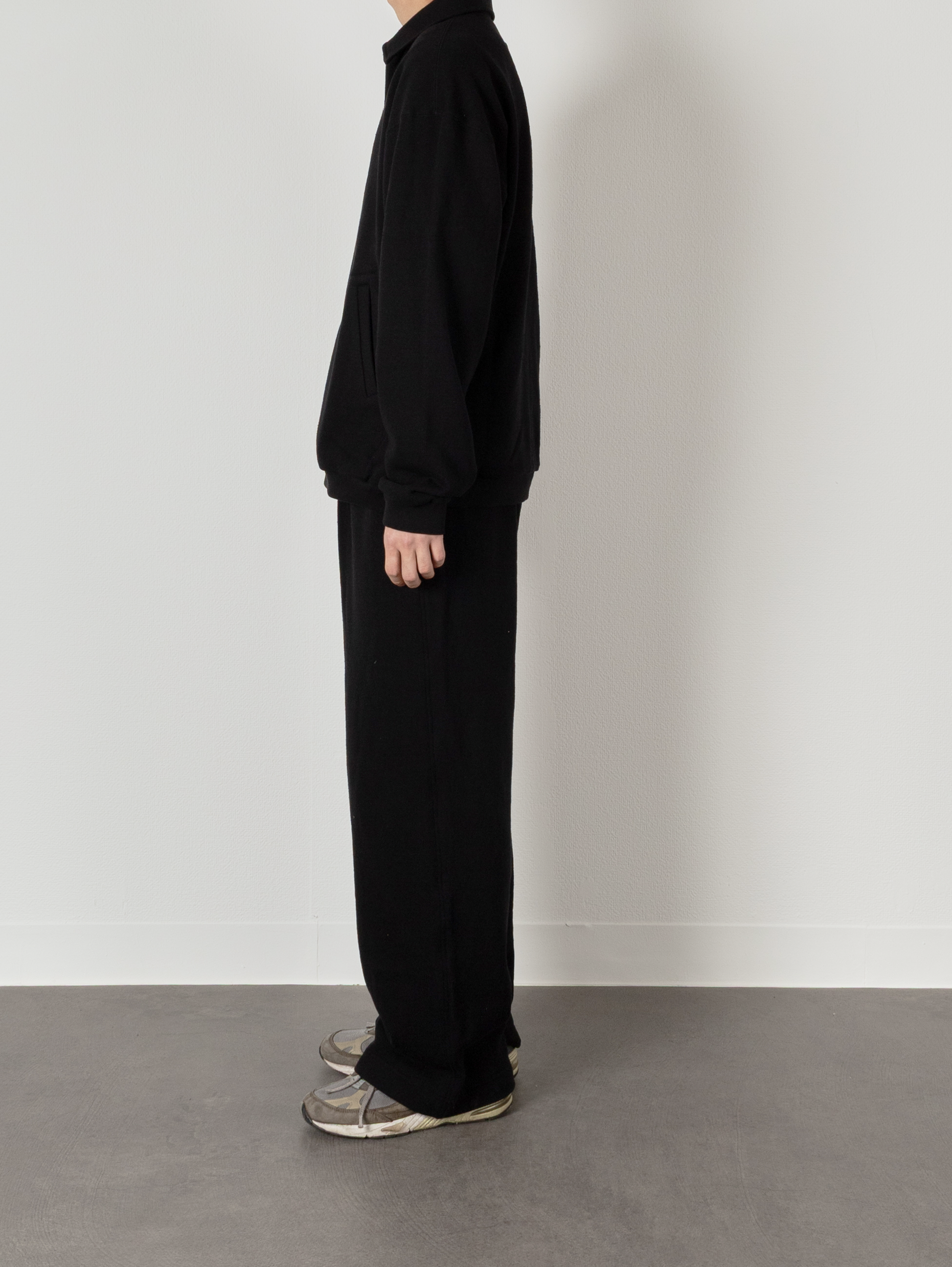 SILK/COTTON LOOPBACK FLEECE HALF ZIP SHIRTS|BLACK – Cornier SILK/COTTON LOOPBACK FLEECE HALF ZIP SHIRTS|BLACK – Cornier