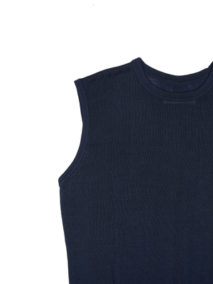 HIGH-TWIST SILK KNIT DRESS｜NAVY