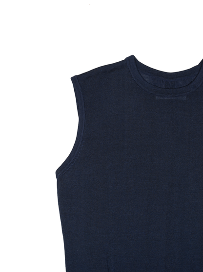 HIGH-TWIST SILK KNIT DRESS｜NAVY