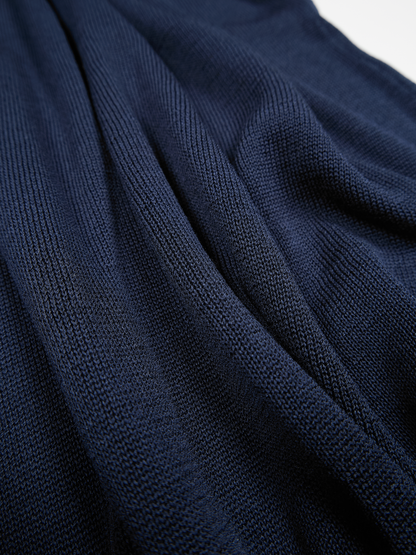 HIGH-TWIST SILK KNIT DRESS｜NAVY