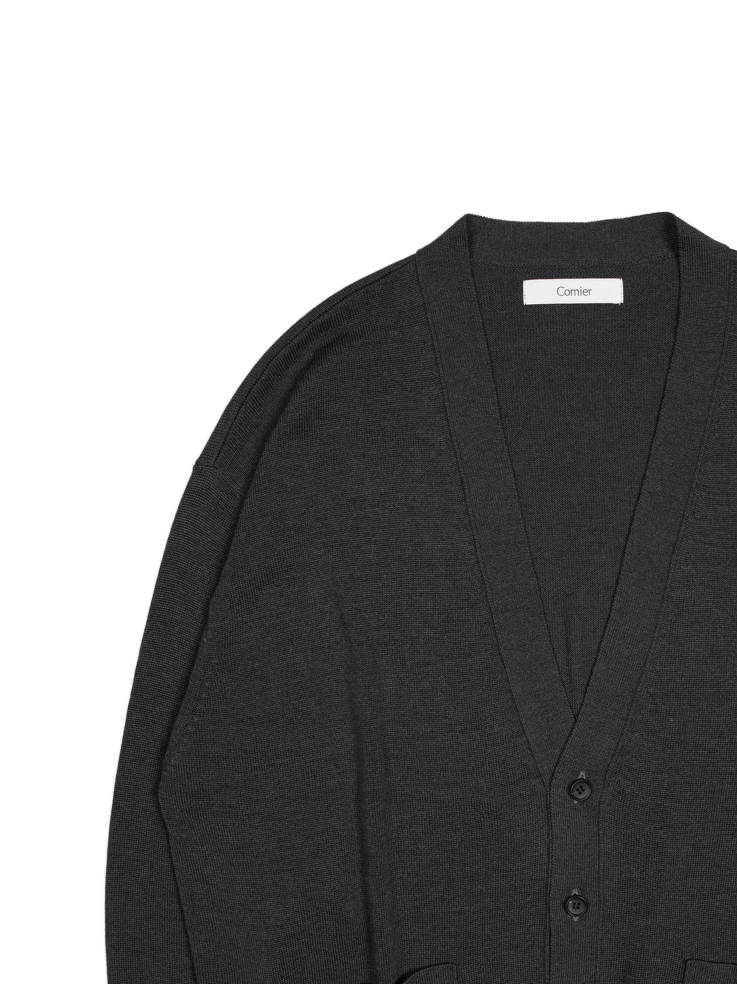 HIGH-TWIST 3PLY SILK KNIT CARDIGAN｜TOP CHARCOAL
