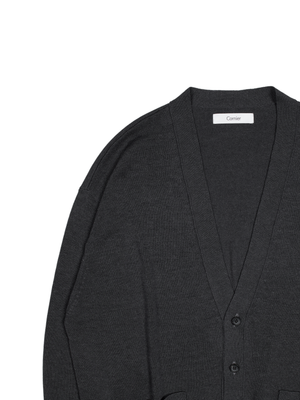 HIGH-TWIST 3PLY SILK KNIT CARDIGAN｜TOP CHARCOAL