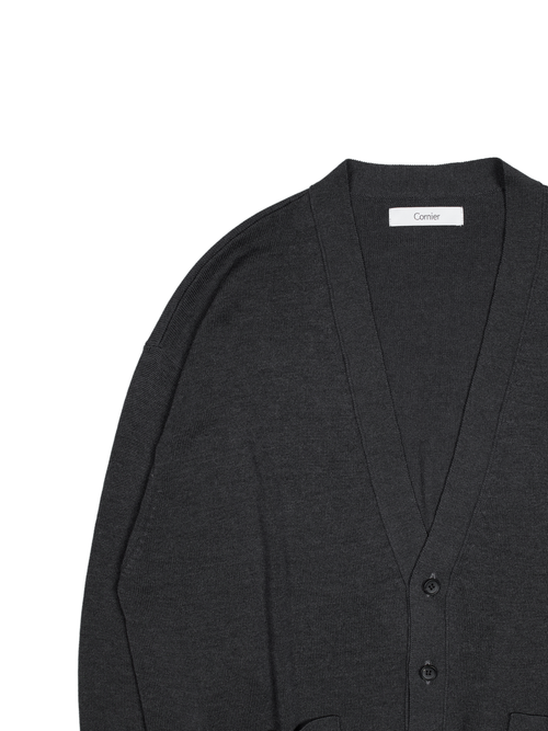 HIGH-TWIST 3PLY SILK KNIT CARDIGAN｜TOP CHARCOAL