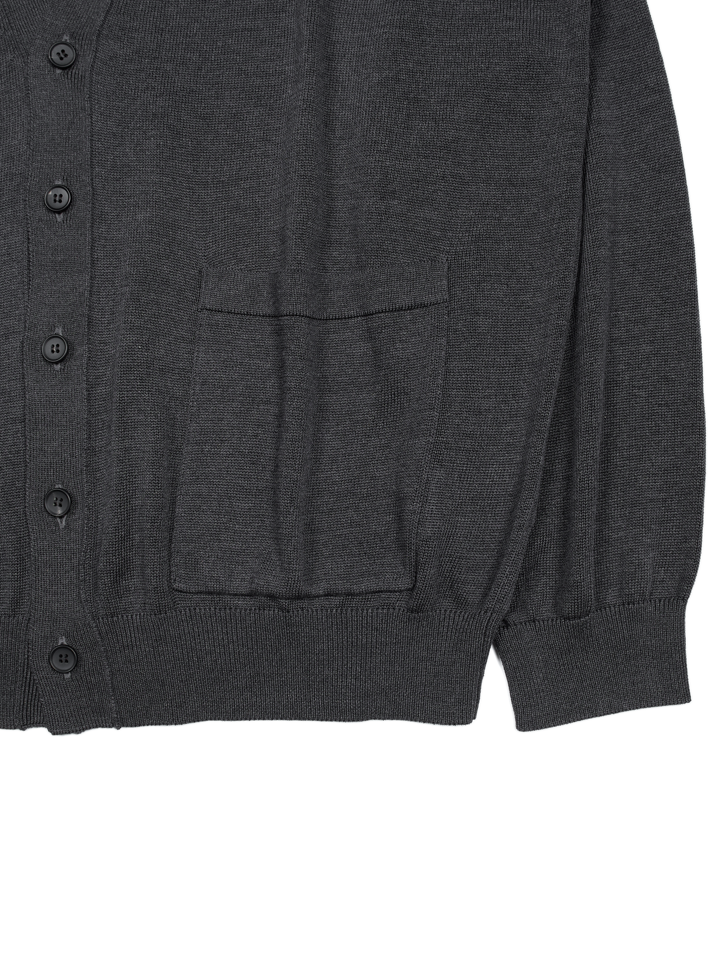 HIGH-TWIST 3PLY SILK KNIT CARDIGAN｜TOP CHARCOAL