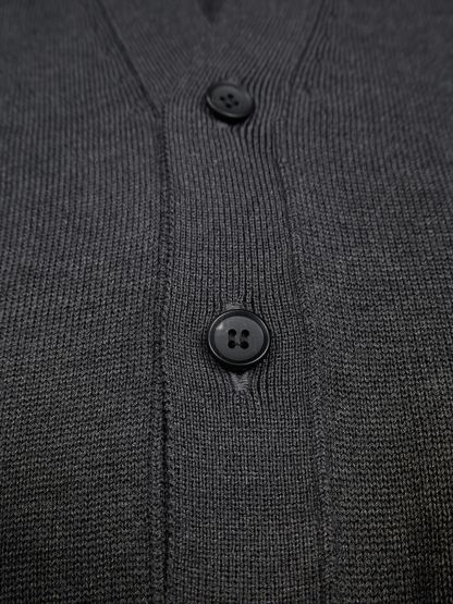 HIGH-TWIST 3PLY SILK KNIT CARDIGAN｜TOP CHARCOAL