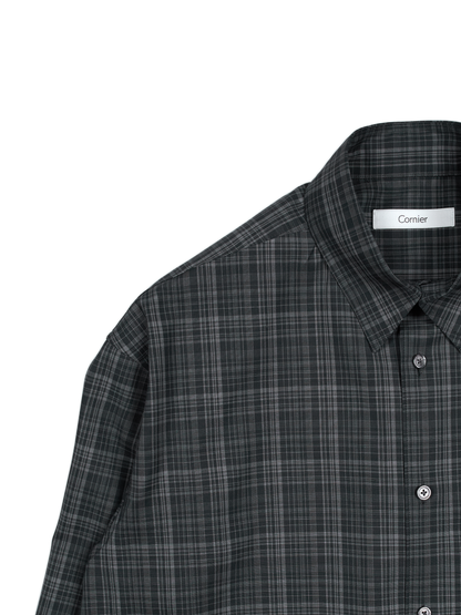Super180's WORSTED WOOL CHECK SHIRTS｜CHARCOAL CHECK