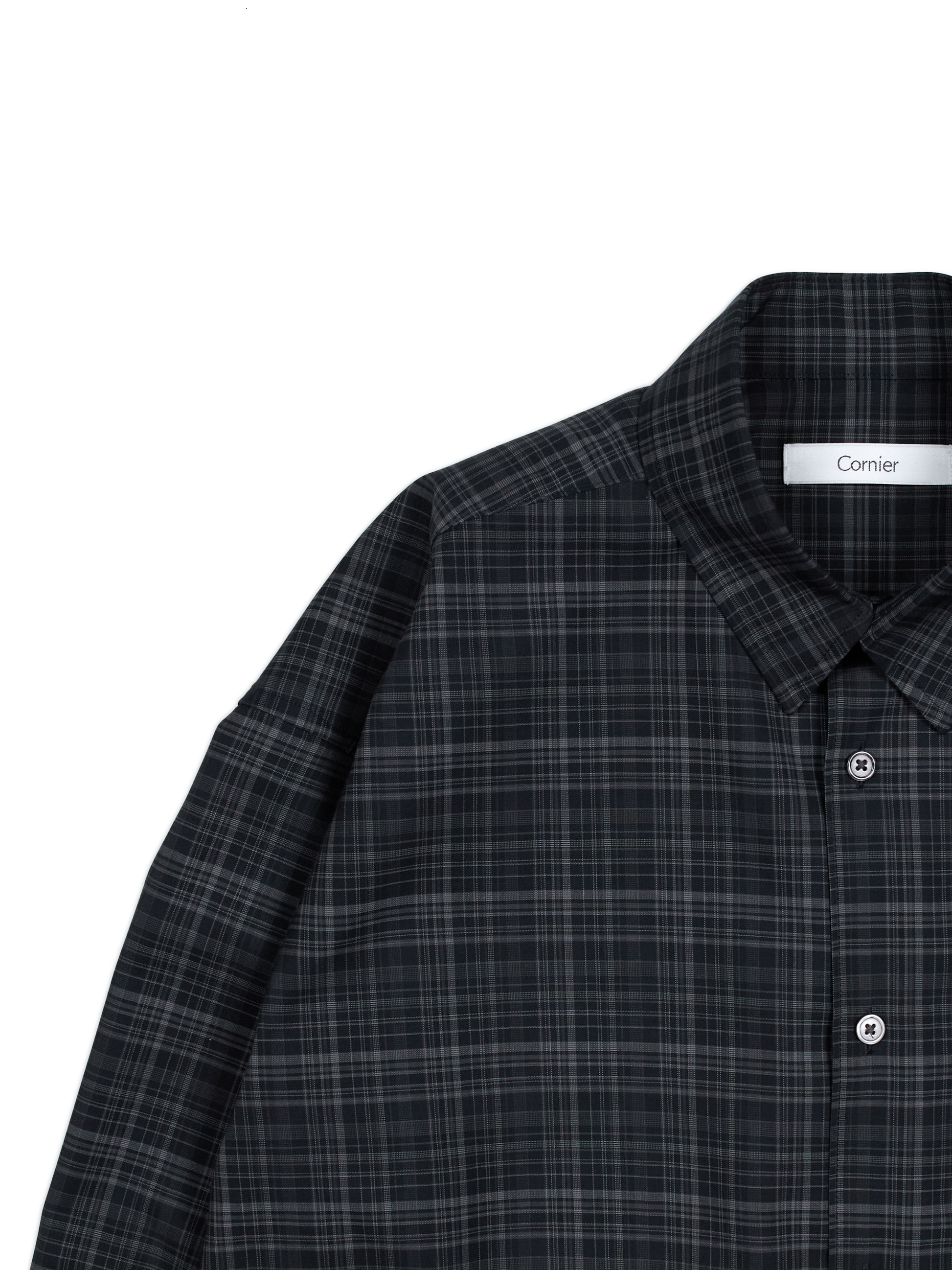 Super180's WORSTED WOOL CHECK SHIRTS|BLACK CHECK – Cornier Super180's WORSTED WOOL CHECK SHIRTS|BLACK CHECK – Cornier