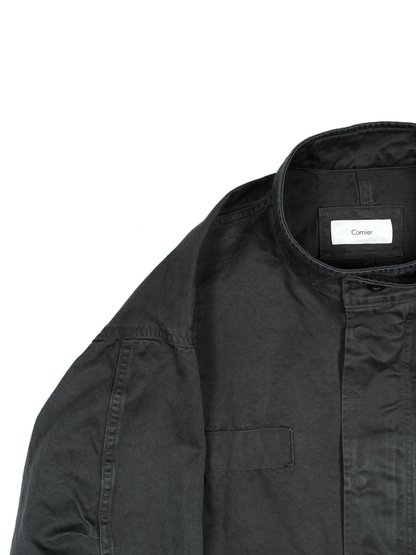 GARMENT DYED FINX/ZIMBABWE COTTON M-65 FISHTAIL COAT｜INK BLACK