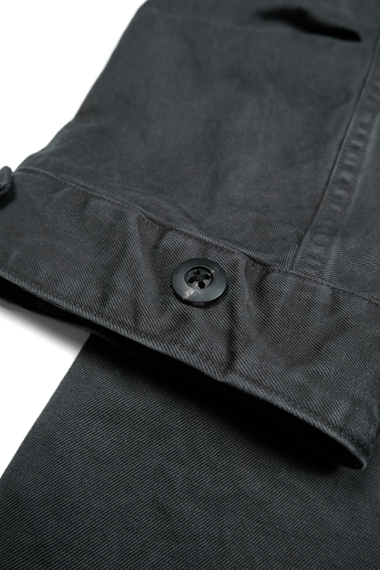 GARMENT DYED FINX/ZIMBABWE COTTON M-65 FISHTAIL COAT｜INK BLACK