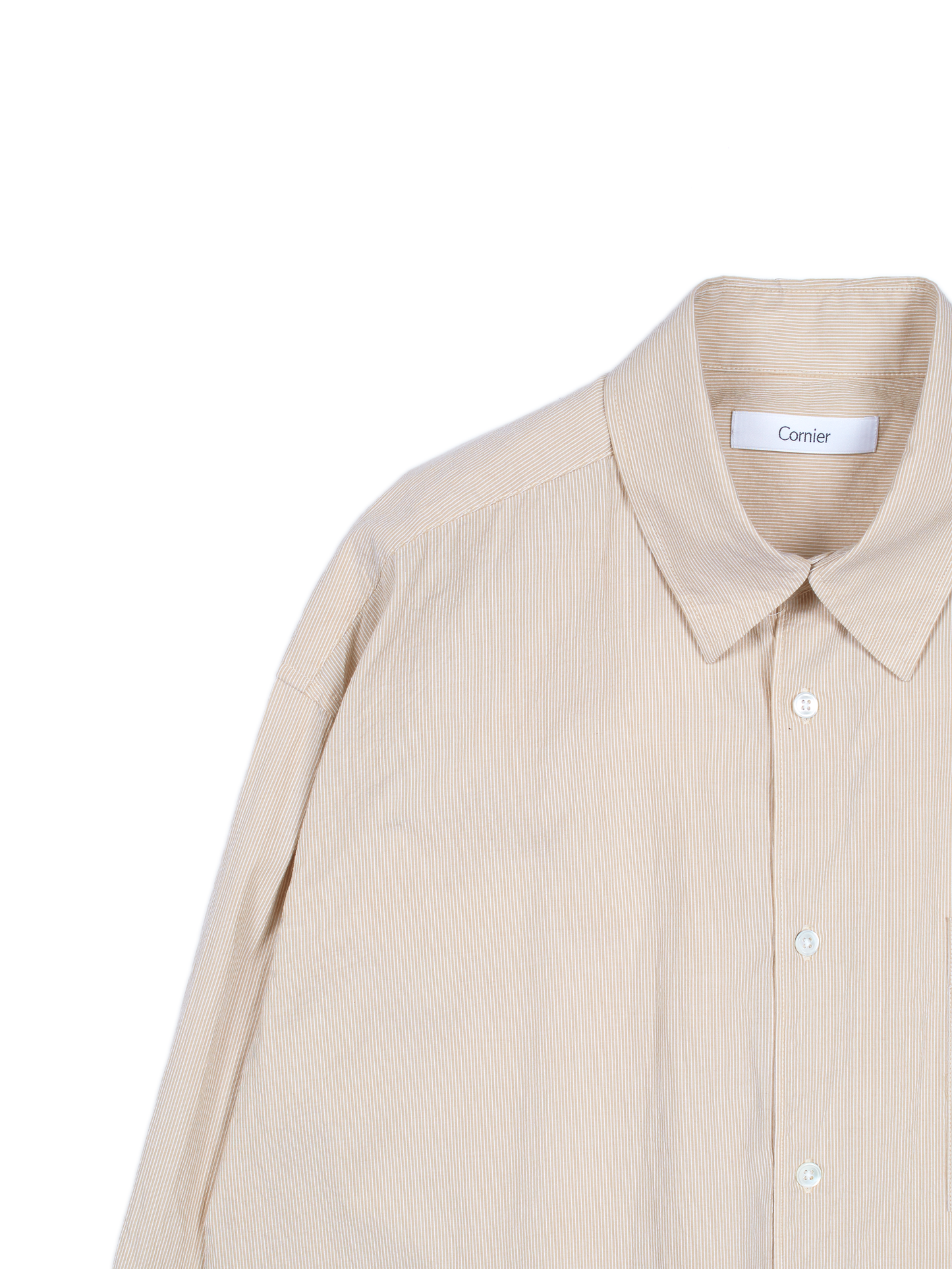 FINX COTTON LIGHT CORD LANE STRIPE SHIRTS｜YELLOW STRIPE