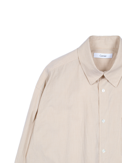 FINX COTTON LIGHT CORD LANE STRIPE SHIRTS｜YELLOW STRIPE