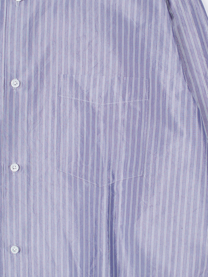 RAW SILK/GIZA STRIPE SHIRTS｜BLUE