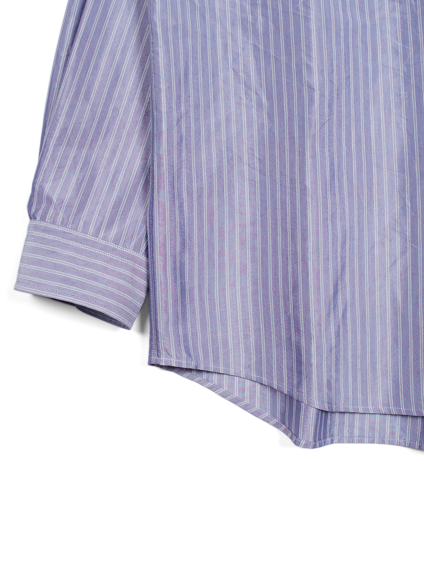 RAW SILK/GIZA STRIPE SHIRTS｜BLUE
