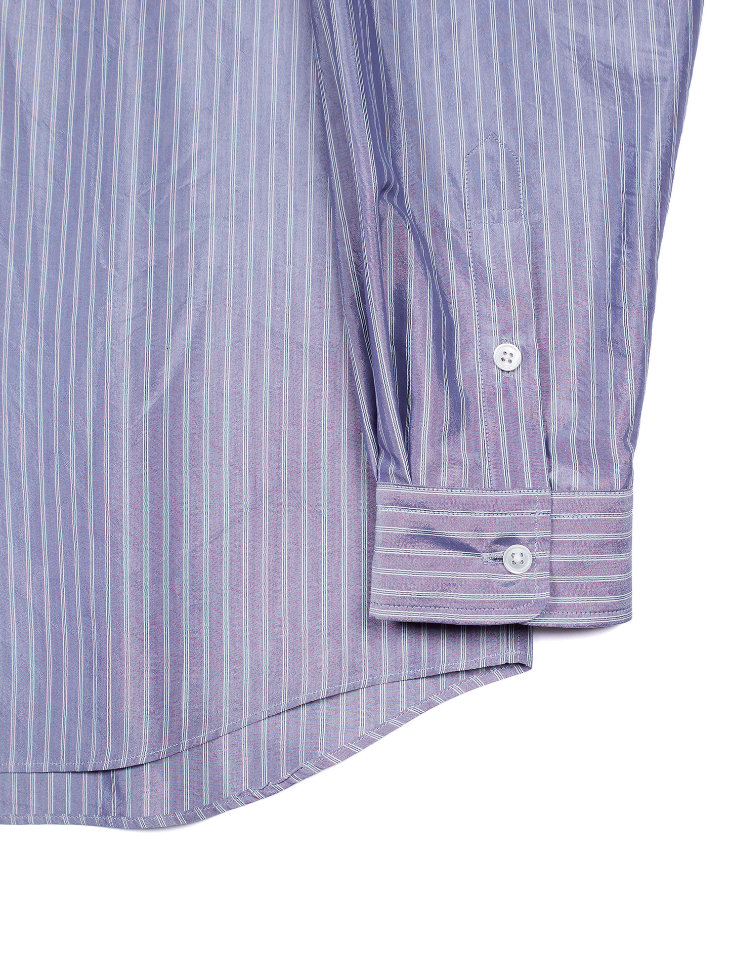 RAW SILK/GIZA STRIPE SHIRTS｜BLUE