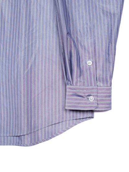 RAW SILK/GIZA STRIPE SHIRTS｜BLUE