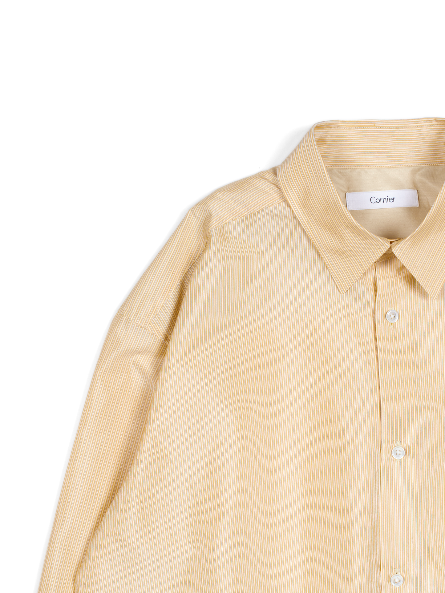 RAW SILK/GIZA STRIPE SHIRTS｜YELLOW