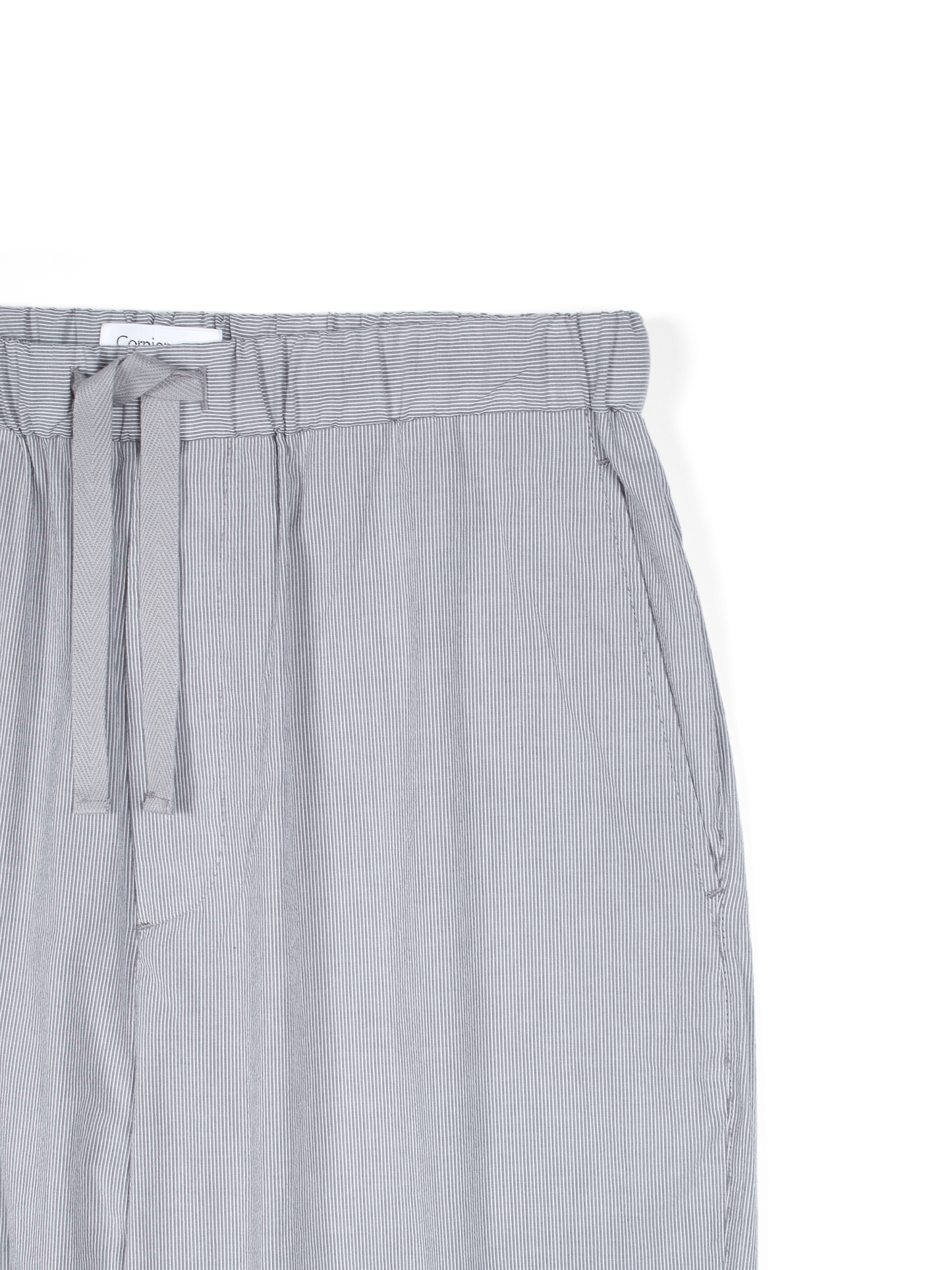 FINX COTTON LIGHT CORD LANE STRIPE EASY PANTS｜GRAY STRIPE