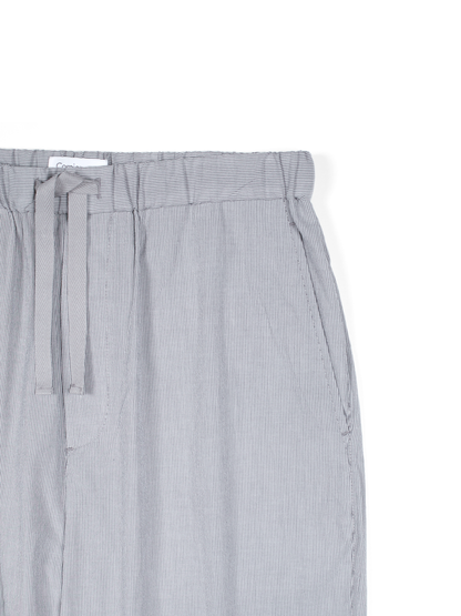 FINX COTTON LIGHT CORD LANE STRIPE EASY PANTS｜GRAY STRIPE