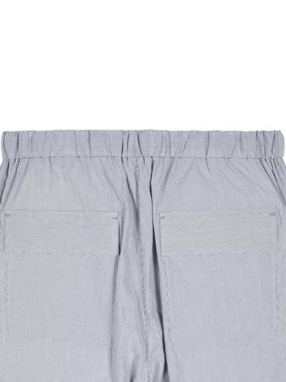 FINX COTTON LIGHT CORD LANE STRIPE EASY PANTS｜GRAY STRIPE