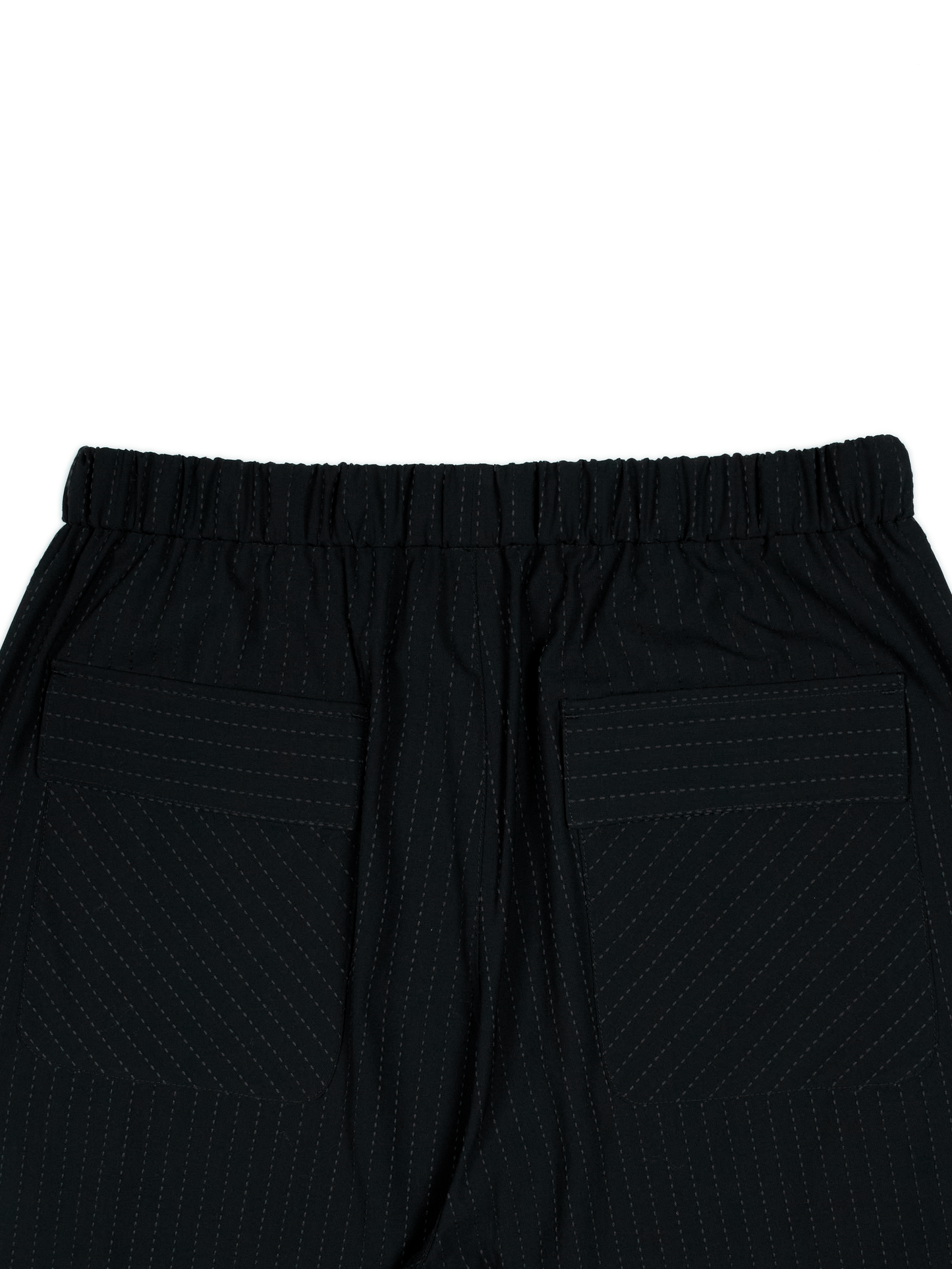Super160's WOOL/COTTON SASHIKO STITCHING EASY PANTS｜BLACK