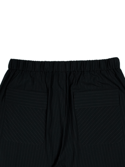 Super160's WOOL/COTTON SASHIKO STITCHING EASY PANTS｜BLACK
