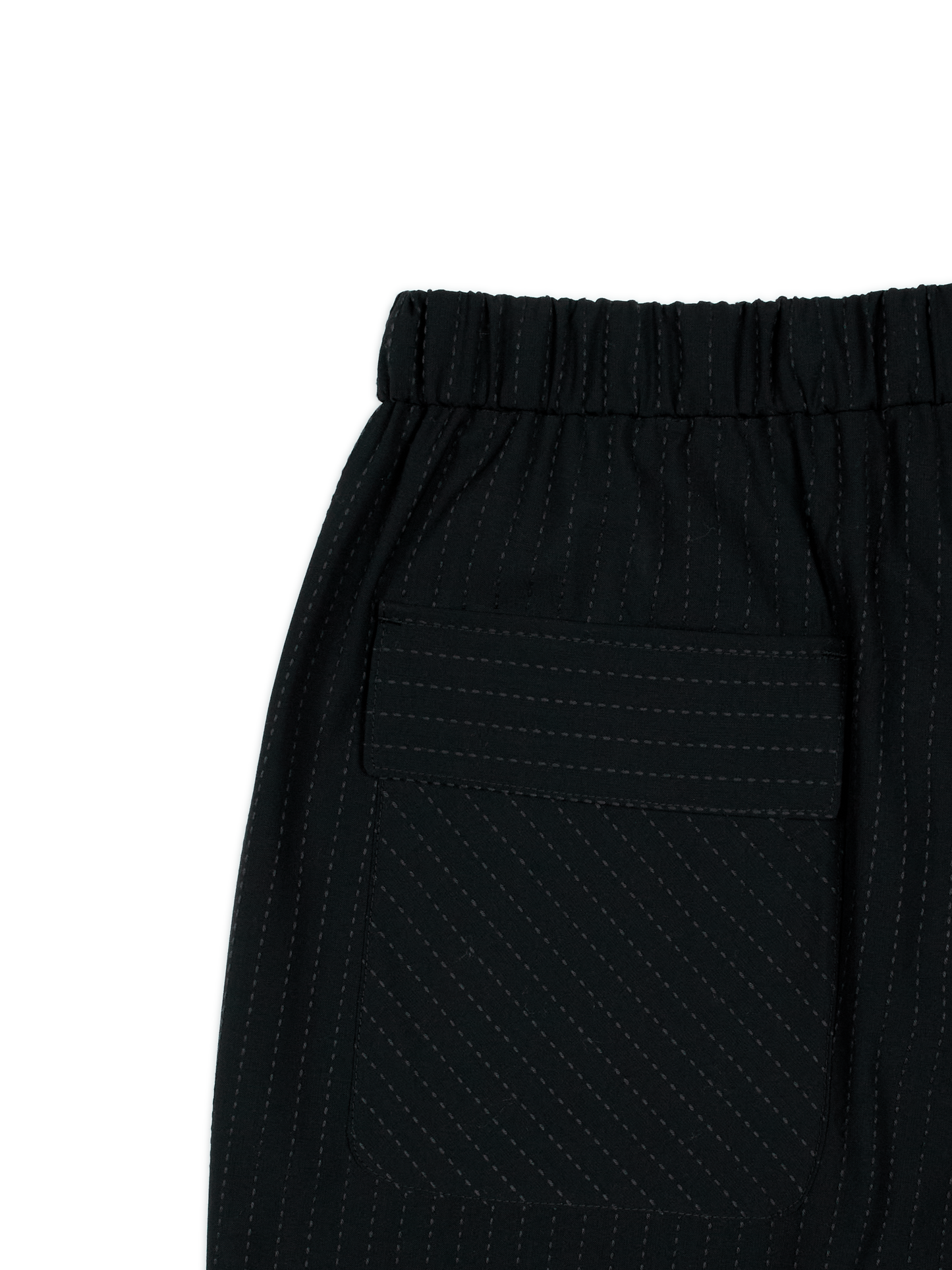 Super160's WOOL/COTTON SASHIKO STITCHING EASY PANTS｜BLACK