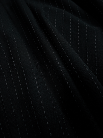 Super160's WOOL/COTTON SASHIKO STITCHING EASY PANTS｜BLACK