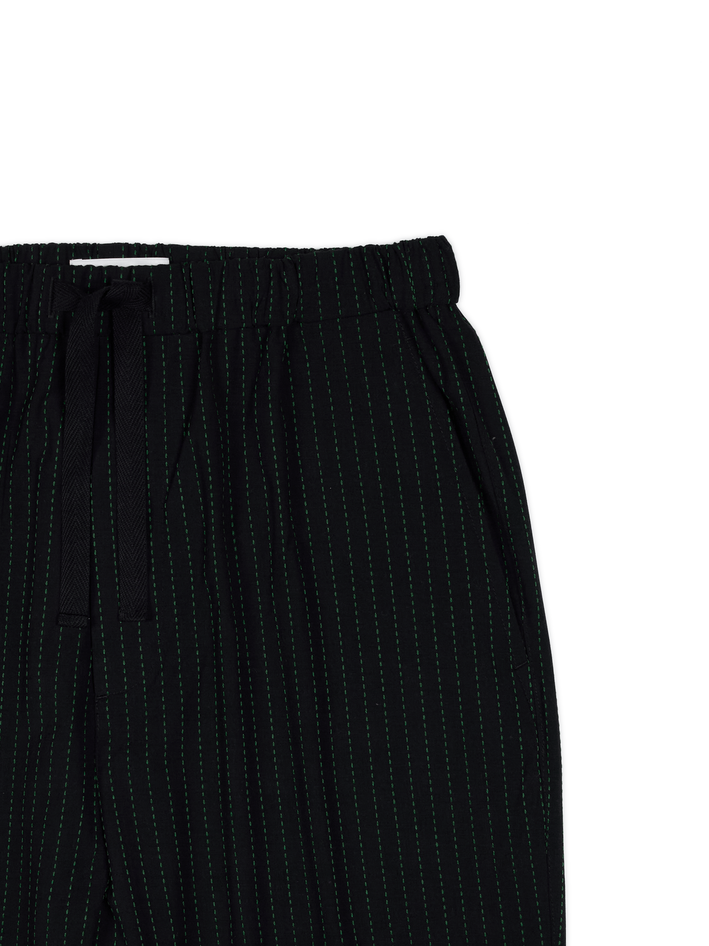 Super160's WOOL/COTTON SASHIKO STITCHING EASY PANTS｜GREEN