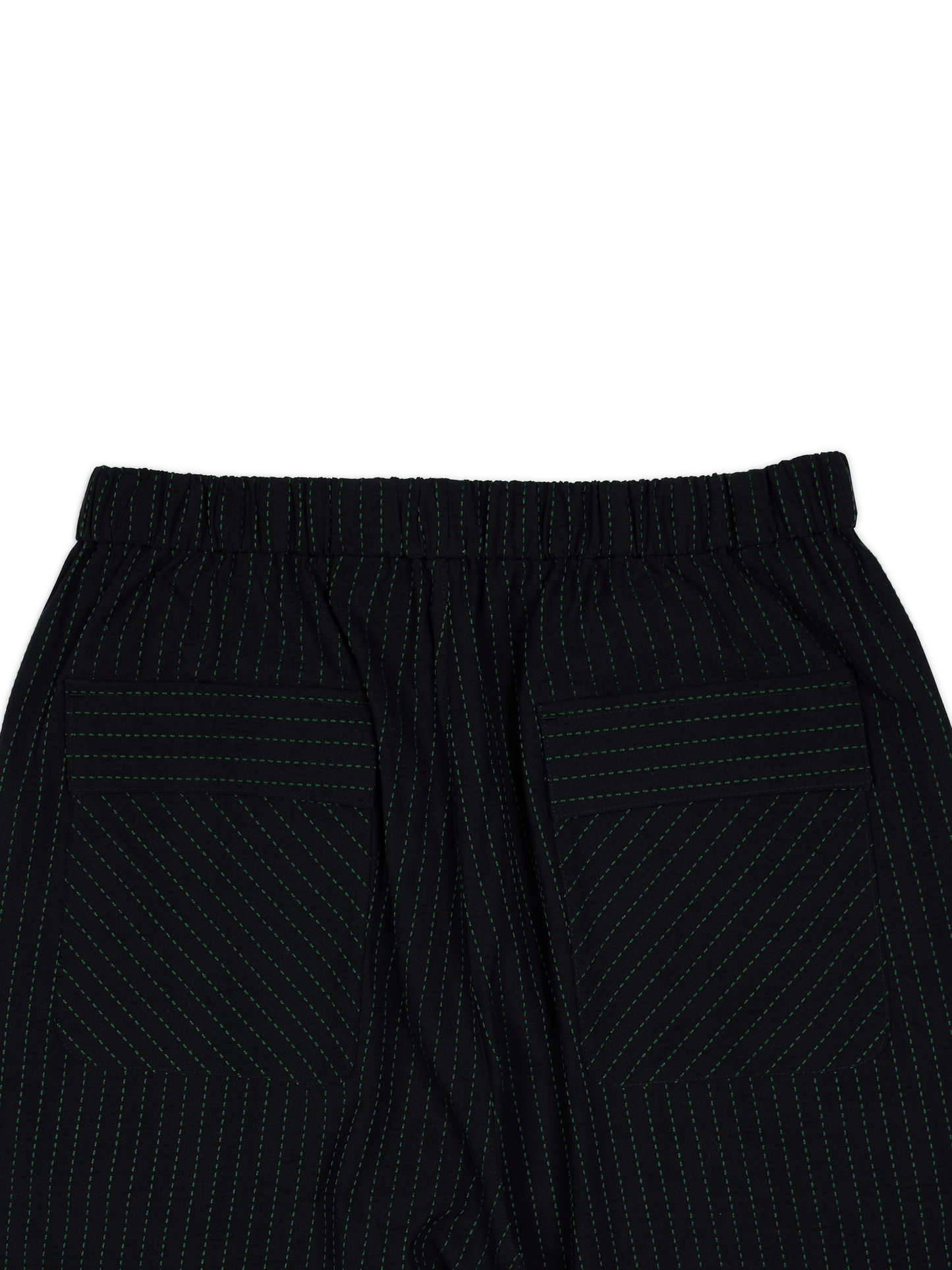 Super160's WOOL/COTTON SASHIKO STITCHING EASY PANTS｜GREEN