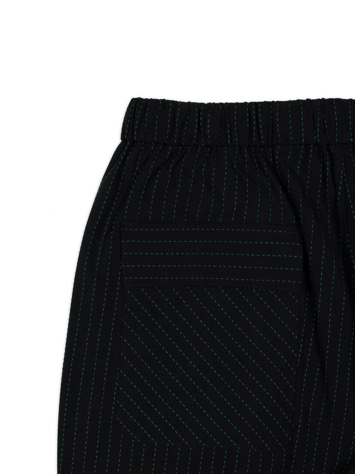 Super160's WOOL/COTTON SASHIKO STITCHING EASY PANTS｜GREEN