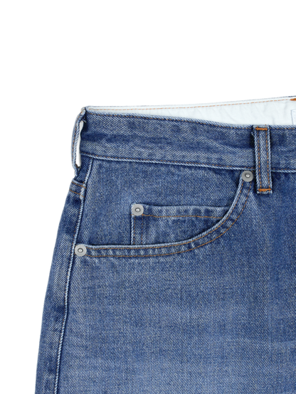 SILK/COTTON VINTAGE DENIM PANTS｜BLUE