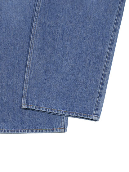 SILK/COTTON VINTAGE DENIM PANTS｜BLUE