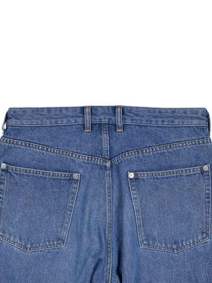 SILK/COTTON VINTAGE DENIM PANTS｜BLUE