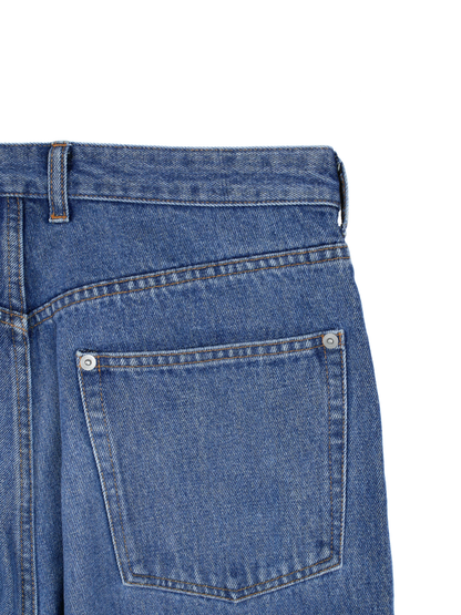 SILK/COTTON VINTAGE DENIM PANTS｜BLUE