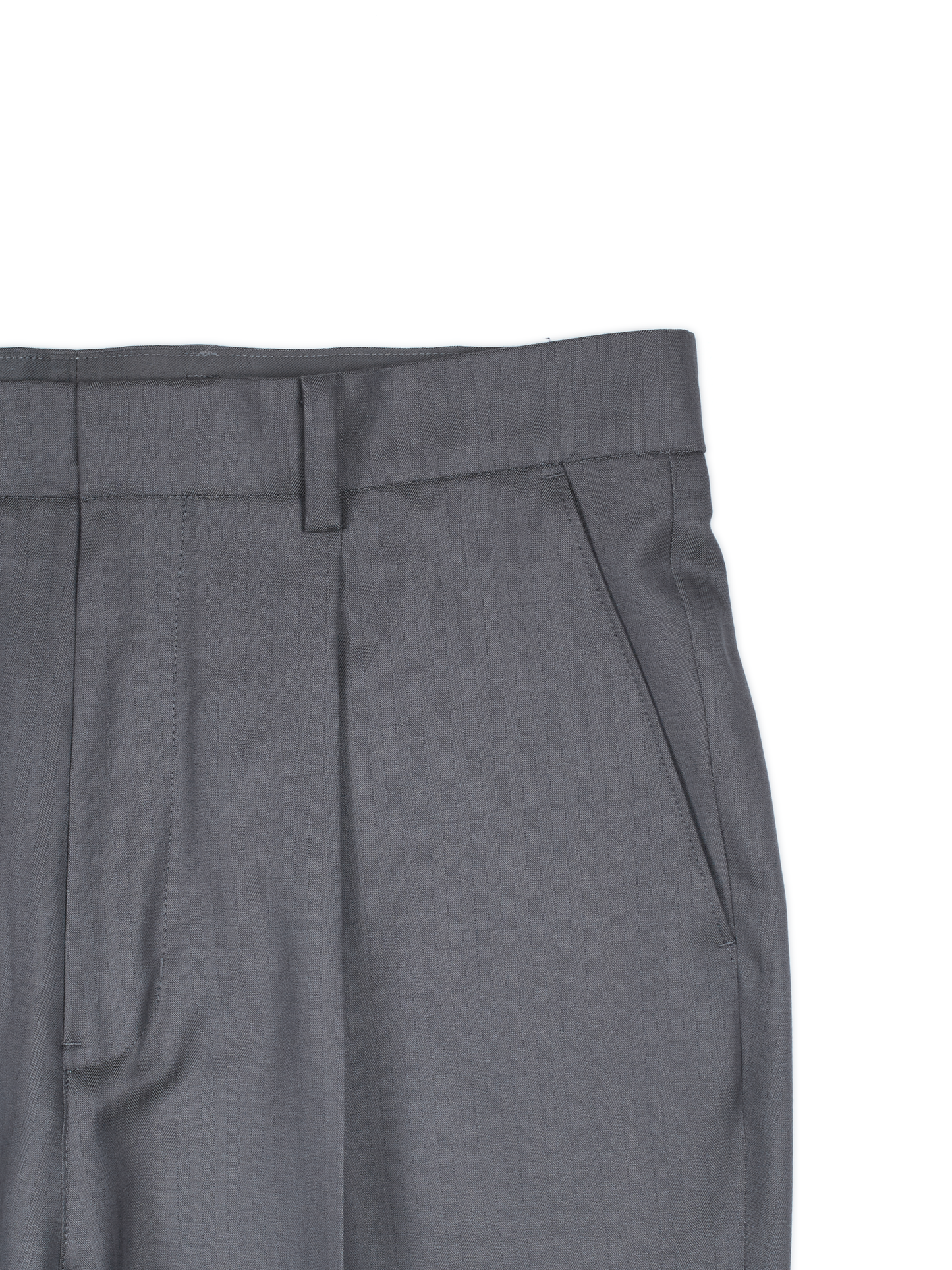 Super140's WOOL/KID MOHAIR HERRINGBONE SLACKS｜GRAY