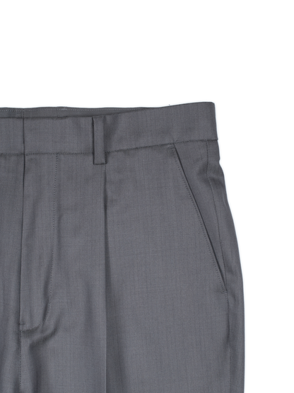 Super140's WOOL/KID MOHAIR HERRINGBONE SLACKS｜GRAY
