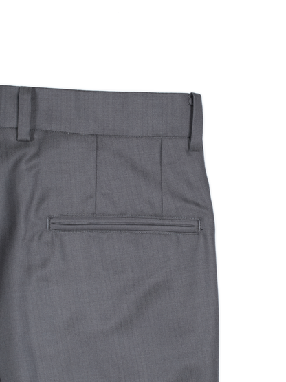 Super140's WOOL/KID MOHAIR HERRINGBONE SLACKS｜GRAY