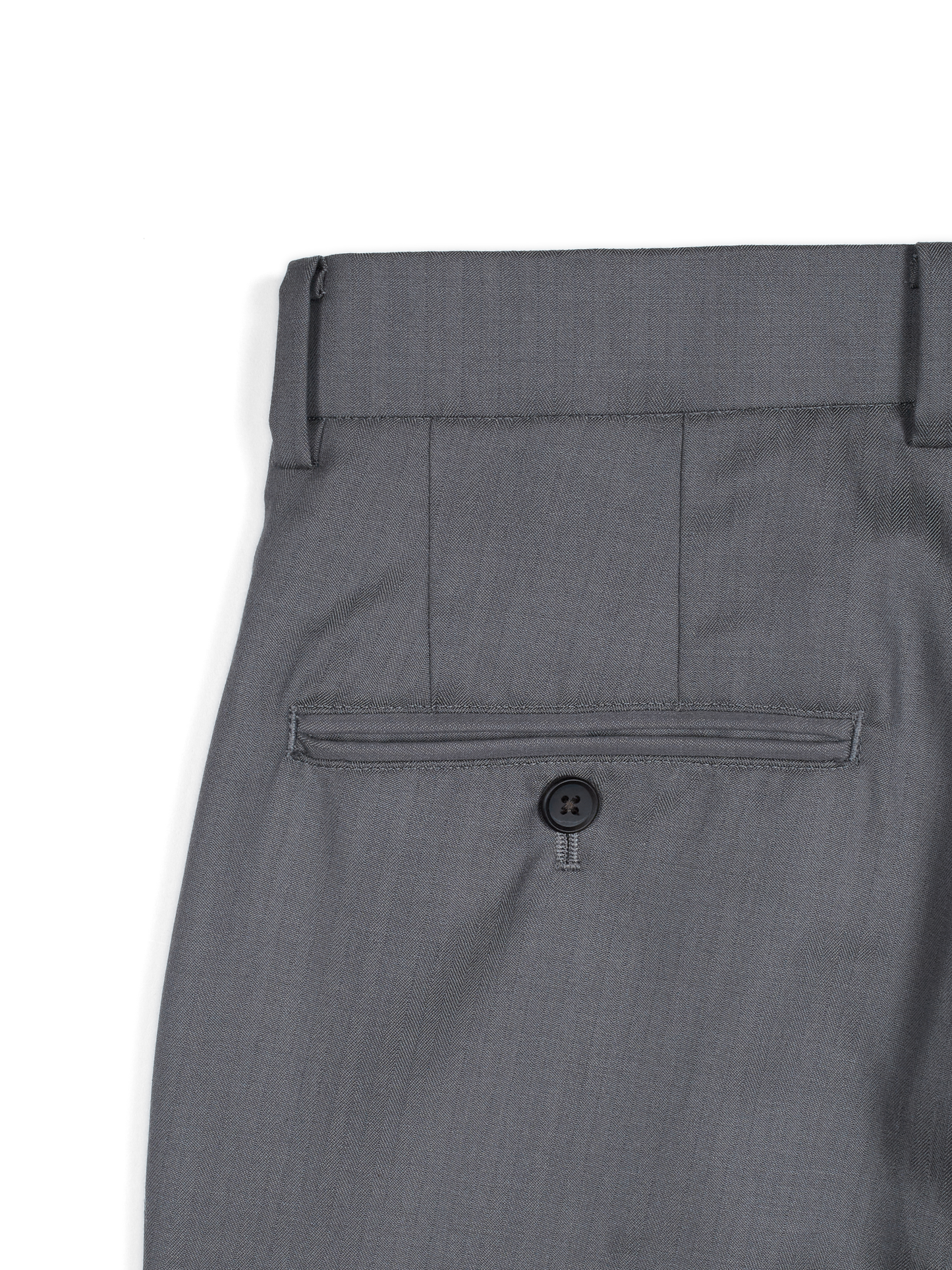 Super140's WOOL/KID MOHAIR HERRINGBONE SLACKS｜GRAY