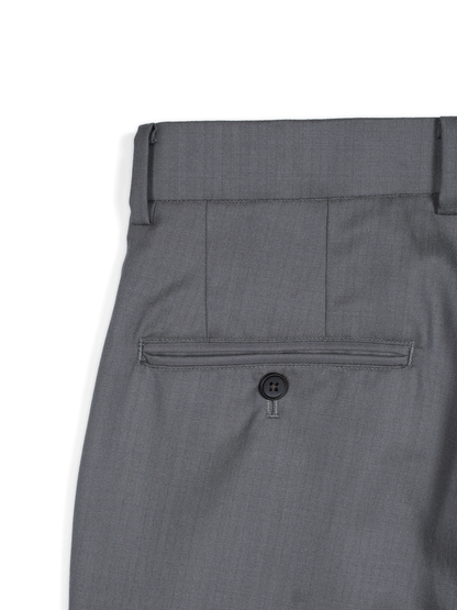 Super140's WOOL/KID MOHAIR HERRINGBONE SLACKS｜GRAY