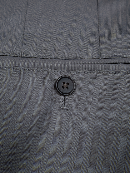 Super140's WOOL/KID MOHAIR HERRINGBONE SLACKS｜GRAY