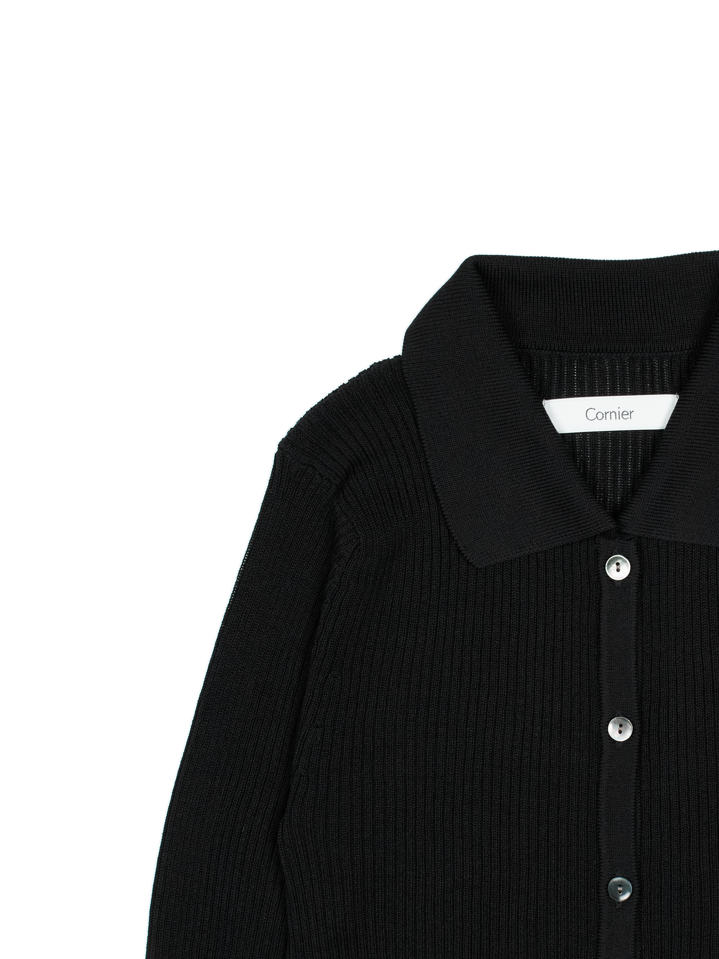 HIGH-TWIST SILK RIB KNIT SHIRTS｜BLACK