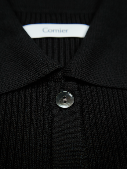 HIGH-TWIST SILK RIB KNIT SHIRTS｜BLACK